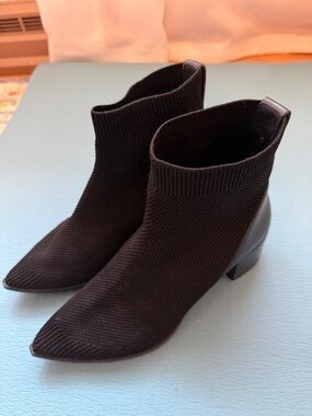 Everlane Boss Boot in ReKnit - Black Knit Pointed-Toe Ankle Booties